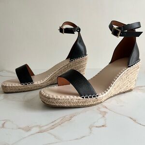Black Espadrille Sandal Wedges